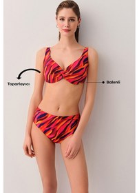 Resim Suwen Flame Önü Burgulu Balensiz Bikini Üst Sb2557013841384 Flame Baskılı 