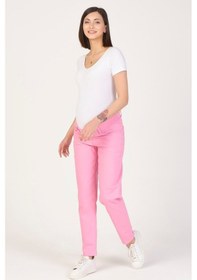 Resim Busa Hamile Alt Karın Destekli Mom Fit Kot Pantolon Pembe-pembe 