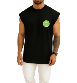 Resim Bahriyeli Collection Oversize Environmentally Friendly Natural Environment Cep Ve Sırt Tasarımlı Atlet Siyah 