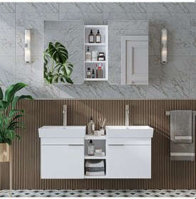 Resim Likya 2 Kapaklı Ve Açık Raflı Mdflam 2 Lavabolu 120 Cm Banyo Dlp 