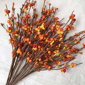 Resim 10'lu Paket 42cm Sonbahar Yapay Çiçekler, Turuncu Meyve Çekirdekli Boncuk Sapları, El İle Bükülmüş Çiçekli Dallar DIY Süslemeleri için, Vazo Dolguları, Masa Dekoru, Ev Dekorasyonu, Parti Dekoru 