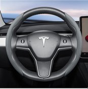 Resim Honeybeeshop Gri Uygun Tesla Nefes Alabilen Pu Deri Direksiyon Kilifi 2 Parca Set Model 3 Y S X Cybertruck Gri 