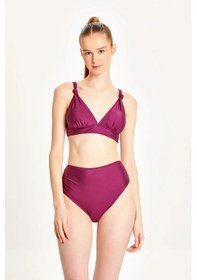 Resim Too Salty Swimwear Kadın Toparlayıcı Yüksek Bel Arkadan Ayarlı Bikini Takımı 24s105st Mürdüm 