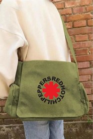Resim Violon RHCP Baskılı Unisex Yeşil Postacı Çantası 
