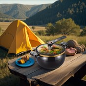 Resim 8 Litre Büyük Dökme Demir Güveç Tenceresi - Kilitli Kapaklı, Ağır Hizmet Tipi Çok Amaçlı Pişirme Kabı: Gaz Ocakları, İç Mekan Kullanımı ve Kamp İçin Uyumlu (Dutch Fırın, Şömine) Noel, Cadılar Bayramı, Şükran Günü, Ramazan Yeni Yıl Hediyesi için Ideal Siyah/Altın/Mavi Dayanıklı Çeşni 