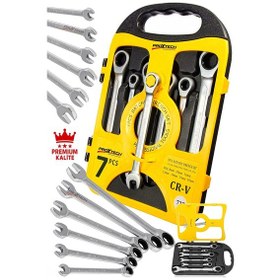 Resim Premium Mafsalsız Cırcırlı Anahtar Takımı 7 Parça Profesyonel Kullanım İçin Kaliteli Set 