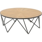 Resim Gan Decor Ferforje Ayaklı Meşe Orta Sehpa 120 x 120 x 45 cm 