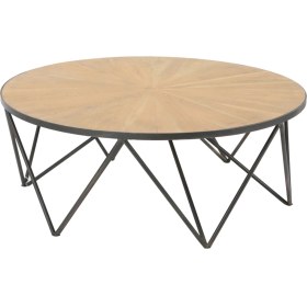 Resim Gan Decor Ferforje Ayaklı Meşe Orta Sehpa 120 x 120 x 45 cm 