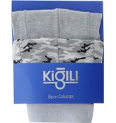 Resim Orta Gri 2'li Desenli Pamuklu Boxer Seti Kigili
