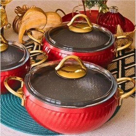 Resim Ipekler Home Özkent Hira Granit 6 Parça Güveç Set Kırmızı 