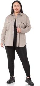 Resim Modest Büyük Beden Kapaklı Cepli Çıtçıtlı Gabardin Ceket Gömlek,86957520005 