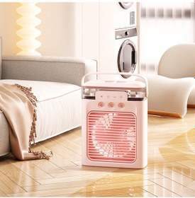 Resim 3'ü 1 Arada Taşınabilir Elektrikli Fanlı Hava Soğutucu 3 Hız Pembe 