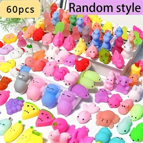 Resim 60 adet Rastgele Stil Renkli Kawaii Squishies, Yumuşak Toplu Parti Hediyeleri, Sınıf Ödülleri için Mini Yumuşak, Noel Hediye Çantası Dolguları 