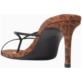Resim Sue Black Suede Studio Gem 65 Leopar Nubuk Slip-on Mules, Yuvarlak Burunlu Logo Medalyon Detaylı Zarif Tasarım Terlik Kahverengi 38 