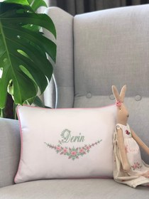 Resim Yarım Ay Dekoratif Bebek Yastığı - Pembe/Mint - Biyeli 