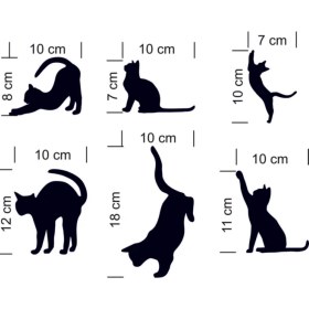 Resim 6'lı Priz Kedi Özel Yeni Sticker Set Siyah Etiket Duvar Özel Yeni Sticker 