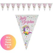 Resim İyiki Doğdun Temalı Unicorn Yıldızlı Flama Bayrak Set Süs Tüm Yaşlar 