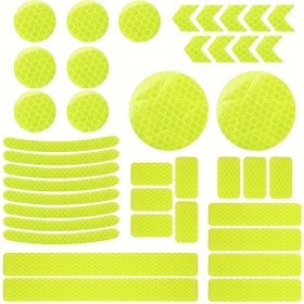Resim 42PCS Reflektif Çıkartma, Kendinden yapışkanlı Reflektif Şerit Bant, Bisiklet Reflektörleri, Yüksek Görünürlük için Tekerlek Uyarı Çıkartması Gece için 
