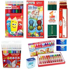 Resim Fatih Okul Kırtasiye Seti Pastel+Sulu+Kuru+Keçeli Kalem Fatih Set2 