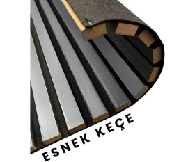 Resim Mdf Ahşap Akustik Duvar Paneli - 100 x 275 cm - Antrasit 