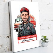 Resim Karikatürlü En İyi Erkek Ambulans Şoförü Kanvas Tablo 