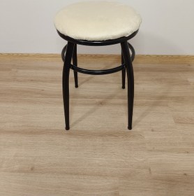 Resim Evko Mobilya Tabure, Bar Taburesi, 2'li Tabure,siyah Ayaklı-krem 