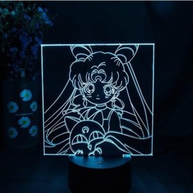 Resim Szypzstore Çocuklar Anime Figürü 3d Gece Lambası, Uzaktan Kumanda İle Değişen 16 Renk, Çocuk Odası U, Şekil Manga Illusion Led Oyuncak Lamba Kız Erkek Çocuklar Noel Hediyeleri Kyzr9c Renkli 