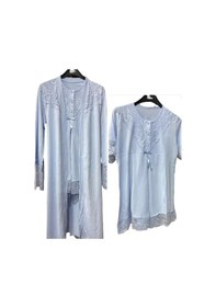 Resim Nehirsel 3022 Mavi Hamile Lohusa 3 Lü Pijama Sabahlık Tk 
