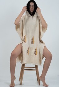 Resim REİNA TEKS Panço Müslin Kumaş Pamuklu Plaj Giyim Bürümcük Su Emiciği Yüksek Oversize Unisex Panço 