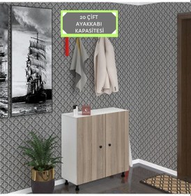Resim Kenzlife Ayakkabılık Galoş5 Crdbyz 53 080 32 Kapaklı 5 Raflı 20 Çift Ayakkabı Kapasitesi Ahşap 