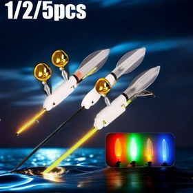 Resim 1/2/5 Adet Çift Başlıklı Elektronik Balık Oltası Işığı ve Çift LED Işıklı, Gece Balıkçılığı için Çıkarılabilir Pil Gücünde Parlayan Çubuk - CR425 Pili ile Uyumlu (Pil Dahil Değildir) 