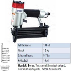 Resim Uno Air Çivi Tabancası Hafif Başlı 10-50 mm Mandallı 