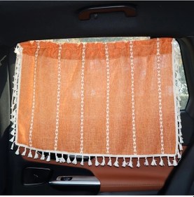 Resim Dashanshop 1 Adet Turuncu Çizgi Desenli Araç Cam Perdesi, Anti-gözetleme 50x70cm J004-24 