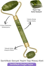 Resim Tesbih Atölyesi Sertifikalı Yeşim Taşı Yüz Masaj Aleti - Kütle Hediyeli 