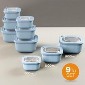 Resim 9'lu 3x(600-1100-1800 Ml) Mikrodalga Ve Difrize Uygun Vip Kapaklı Özel Saklama Kabı Seti Mavi Vienev