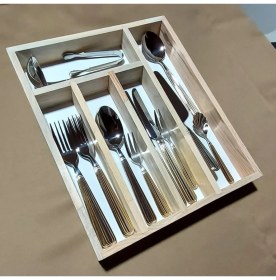 Resim Pasiflora Home Desing Pasiflora Home Ahşap Modern Çekmece Içi Kaşıklık Beyaz 35x29 