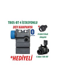 Resim Rain Bird Tbos-bt4lt Pilli Kontrol Ünitesi 9v. 4 İstasyonlu Bluetooth + 4 Adet 100hv 9v. Vana Seti 