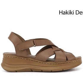 Resim Gönderi(R) Gönderi R Kadın Fındık Cırt Bantlı Dolgu Topuk Hakiki Deri Sandalet Dyza65145873 