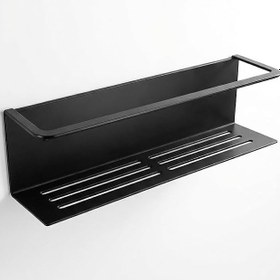 Resim Orret Home Yapışkanlı Banyo Organizer Rafı - Paslanmaz Siyah Metal Duvar Tipi Raf - Delmeden Montajlı Suya Dayanıklı Duş Rafı - Mat Siyah Modern Duvar Organizeri Şampuanlık Sabunluk (Organizer Raf) 