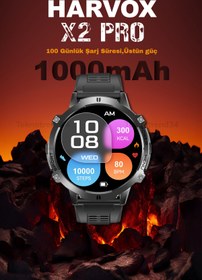 Resim Bakeey X2 PRO Akıllı Saat -100 Gün Şarj -Bluetooth Aramalı 46mm AMOLED Askeri Stil Pusulalı Spor 