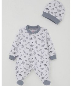 Resim Breeze Erkek Bebek Patikli Tulum Uzay Temalı Minik Astronat Desenli 0-6 Ay, Beyaz 