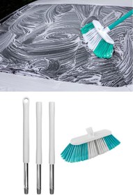 Resim Flora Saplı Oto Fırçası Seti, Araba Otomobil Yıkama Fırça Seti, 3 Parçalı Sap 115 cm ve Oto Fırça Beyaz 