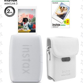 Resim Fujifilm Instax Mini Link 3 Beyaz Akıllı Telefon Yazıcısı Beyaz Çanta ve 20'li Mini Film 