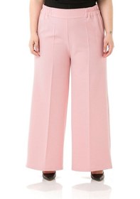 Resim Büyük Beden Beli Yandan Ve Arkadan Lastikli Pudra Pantolon 