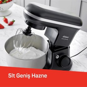 Resim 5l Kapasiteli Ileri Stand Mikser, 1500W, 3 Aksesuar, Siyah Renk 
