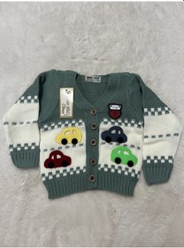 Resim Sarı Yeşil Arabalı Hırka Yeşil 