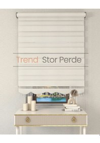 Resim Beyaz Boncuklu Zebra Stor Güneşlik Perde Opak Beyaz 