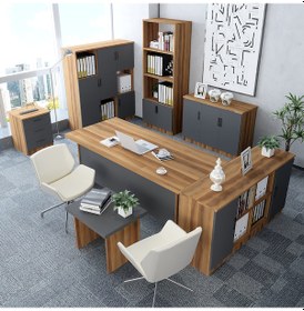 Resim Vest 7'li Ofis Takımı Ücretsiz Kurulum Model 1 Ceviz Füme 
