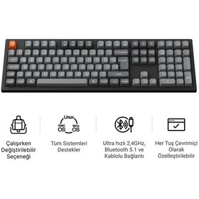 Resim Keychron K10 Max Super Red Switch 1000 Hz Çift Atışlı Pbt Tuş Kapakları Rgb Aydınlatmalı Kablosuz Siyah Mekanik Klavye (K10M-H1-Tr) 
