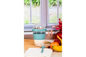 Resim Kaşıklı Diyet Bardağı Taşınabilir Yemek Saklama Yoğurt Kabı Turkuaz 7167651 